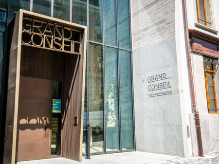 Lausanne Switzerland, 25 June 2020: Entrance of the Grand Conseil or Great Council the parliament of the Vaud canton in Lausanne Switzerlandのeditorial素材