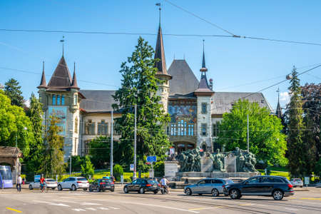 Bern Switzerland, June 27, 2020: Entrance view of the Historical Museum of Bern building and...