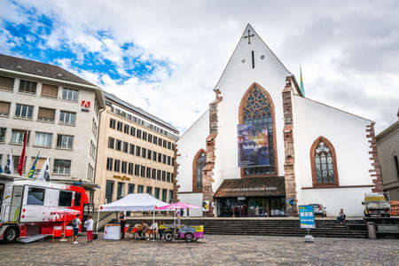 Basel Switzerland, June 29, 2020: Entrance of HMB Basel Historical Museum in an old church in Basel Switzerlandのeditorial素材