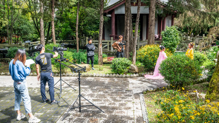 Dali China, October 7, 2020: Film Shooting at Tianlong Babu Film and TV City in Dali Yunnan China