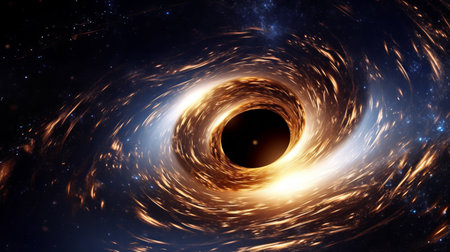 Illustration of a wormhole in outer spaceの素材