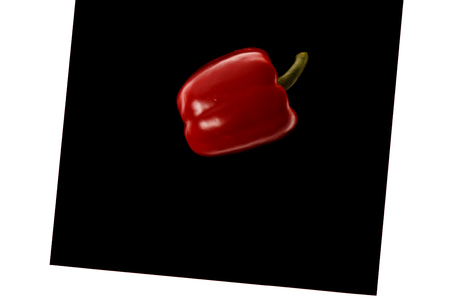 Sweet Pepper on Black Sheet Isolated on whiteの写真素材