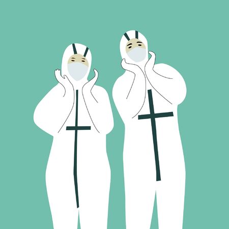 Medical staff wearing protective clothingのイラスト素材