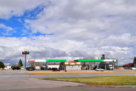 Shell gas station. Shell is an American multinational oil and gas company.の写真素材