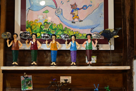 Thai handicrafts on display at a market in Thailand.の写真素材