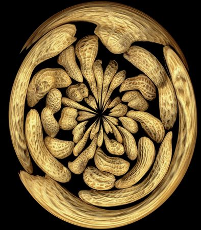 peanuts round distortion effect on black backgroundの写真素材