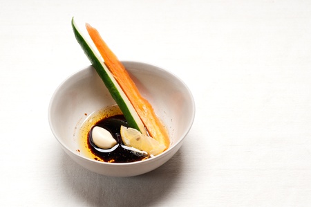 fresh raw carrot and cucumber with pinzimonio sauce italian snack appetizer