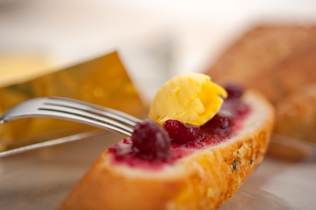 bread butter and jam classic European breakfast