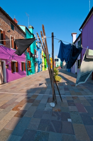 Italy Venice Burano island with traditional colorful houses のeditorial素材
