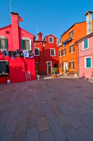Italy Venice Burano island with traditional colorful houses の写真素材