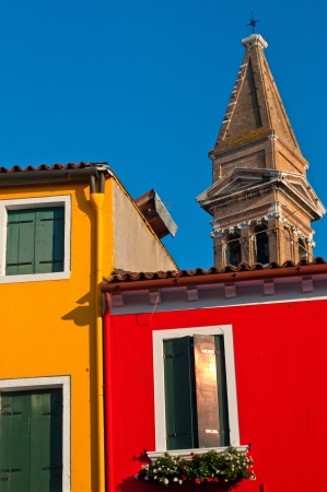 Italy Venice Burano island with traditional colorful houses のeditorial素材