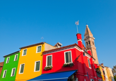 Italy Venice Burano island with traditional colorful houses の写真素材