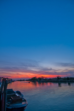 beautiful sunset on Italy Venice Burano island の写真素材