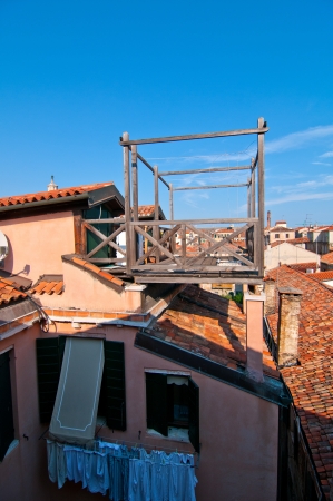 Venice Italy altana typical wood terrace on the roofのeditorial素材