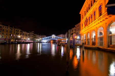 Venice Italy Rialto bridge view one of the icons of the townの写真素材