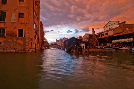 San trovaso "squero " in Venice Italy is the place where gondolas and other boat are build and repairedの写真素材