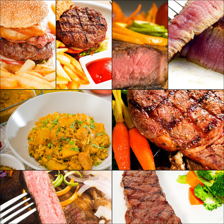 beef dishes collage composition nested on square frameの写真素材