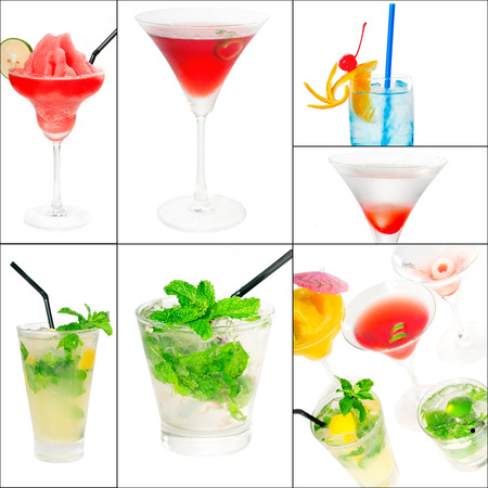selection of cocktails drinks  collage composition nested on a square frameの写真素材
