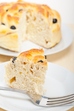 fresh home baked blueberry bread cake dessert over white wood tableの写真素材