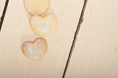 fresh baked heart shaped shortbread valentine day cookiesの写真素材