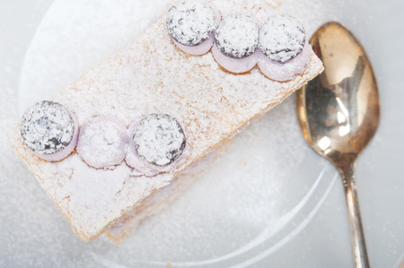 fresh baked napoleon blueberry and cream cake dessert