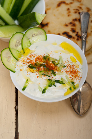 Arab middle east salatit laban wa khâyar Khyar Bi Laban goat yogurt and cucumber saladの写真素材