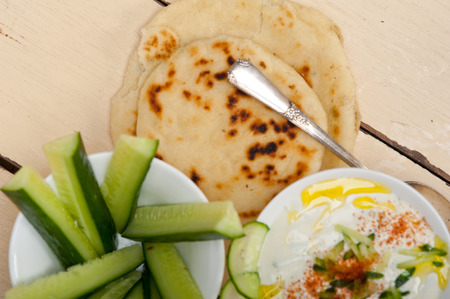 Arab middle east salatit laban wa khâ€™yar Khyar Bi Laban goat yogurt and cucumber salad