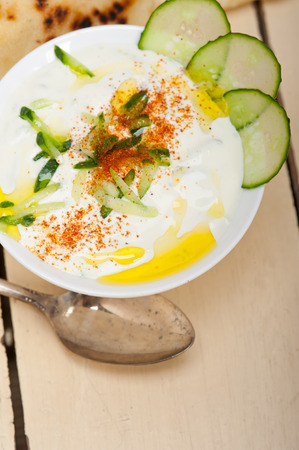 Arab middle east salatit laban wa khâyar Khyar Bi Laban goat yogurt and cucumber saladの写真素材