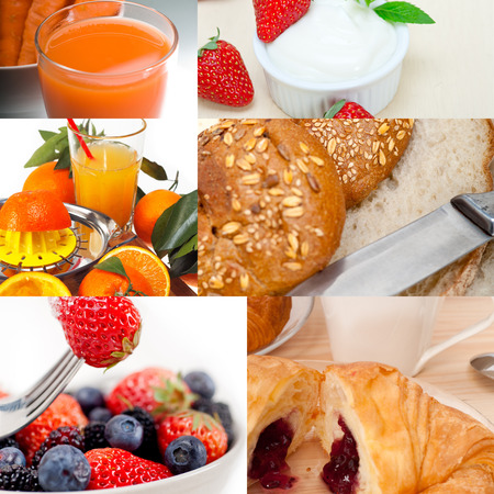 ealthy fresh nutritious vegetarian breakfast collage composition setの写真素材