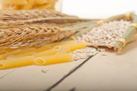 short Italian pasta penne with durum wheat grainsの写真素材