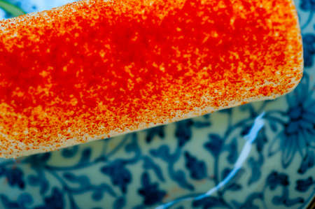 French cheese and fresh baguette on a wood cutterの写真素材