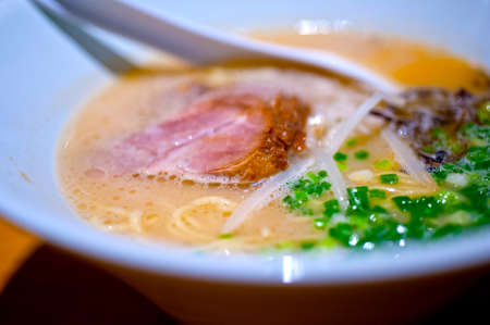 original Japanese beef ramen noodles soup closeupの写真素材