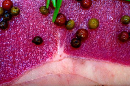 raw uncooked ribeye beef steak butcher selectionの写真素材