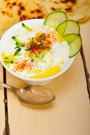Tzatziki - Greek yogurt with cucumber and paprikaの写真素材
