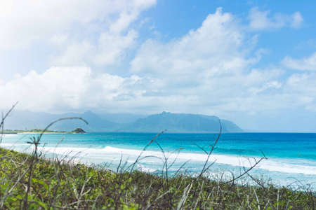 A picture overlooking a private beach in Hawaiiの写真素材