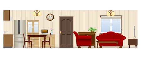 Living room   Dining room   Kitchenのイラスト素材