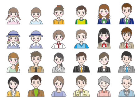 Various person   Faceのイラスト素材