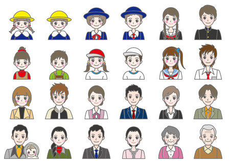 Various person   Faceのイラスト素材