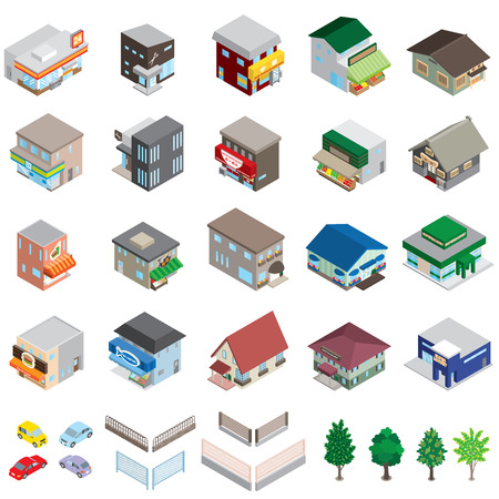 Various building / Solid figureのイラスト素材