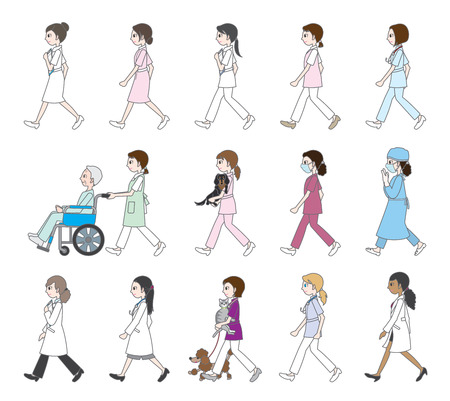 Those who are walking / Doctor &amp; Nurseのイラスト素材