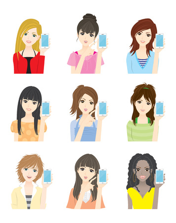 Girl with a smartphoneのイラスト素材