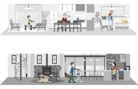 Living space  Familyのイラスト素材