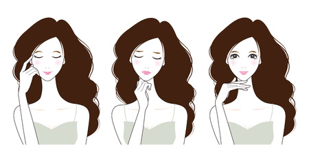 Woman skin care, Beauty,のイラスト素材