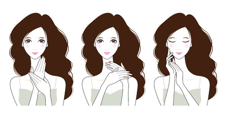 Woman skin care, Beauty,のイラスト素材