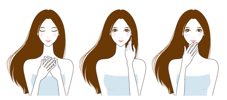 Woman skin care, Beauty,のイラスト素材