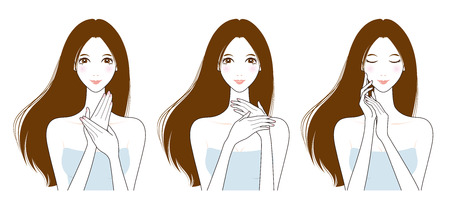 Woman skin care, Beauty,のイラスト素材