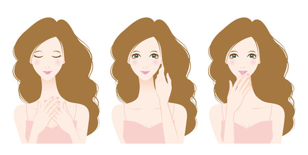 Woman skin care, Beauty,のイラスト素材