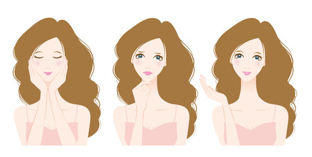 Woman skin care, Beauty,のイラスト素材