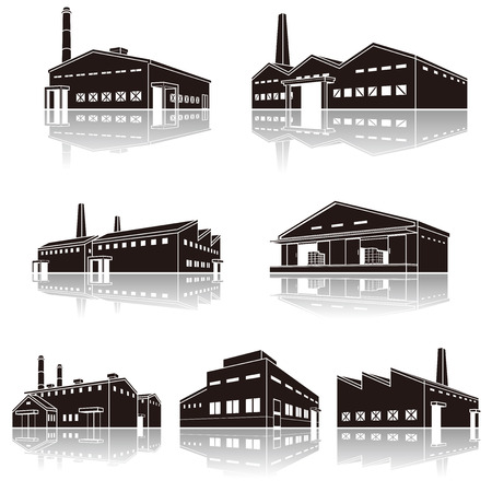 Illustration of the shadow of the factory, Solid figureのイラスト素材