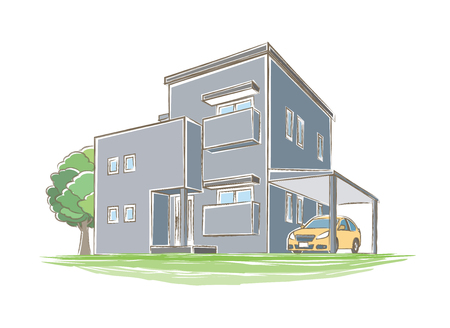 Illustration of handwritten style houseのイラスト素材